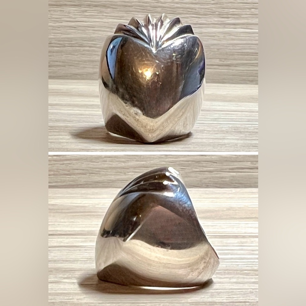 Vintage Designer Krypell Sterling Silver Large Ribbed Dome Ring, Size 6, 12.8g